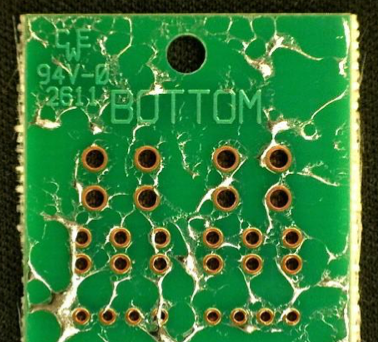 Figure 1: Circuit board soldered without flux.